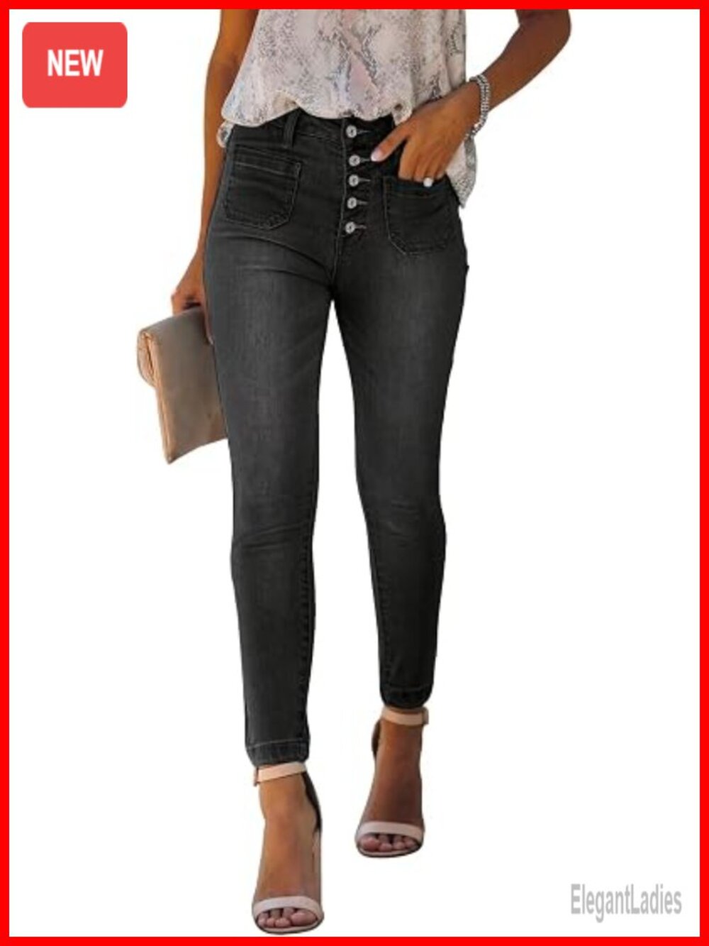 Button Fly High Waisted Skinny Jeans Fall 2025 Stretch Denim 5 Pocket